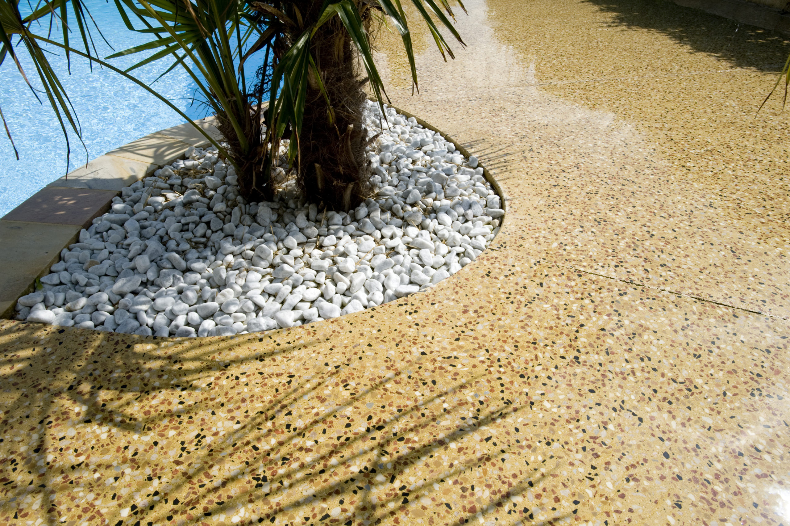 Plage de piscine en béton poli